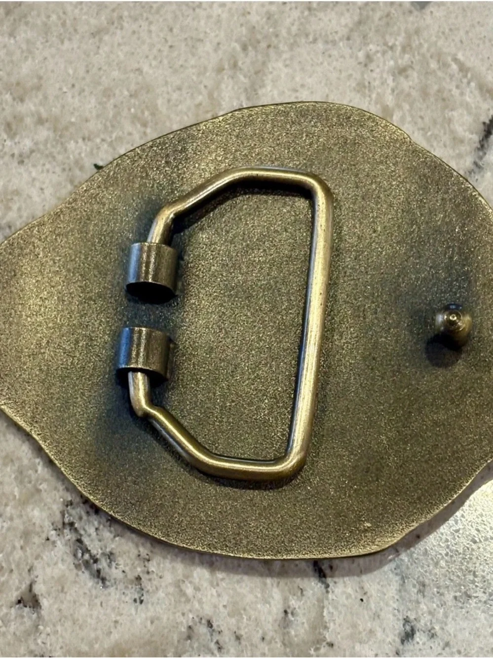 Source Unknown Brass Uncle Sam Belt Buckle with Navy Accent